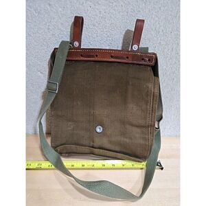 Vintage Swiss‎ Army Military Bag Bread Messenger Canvas Leather Military PICK*